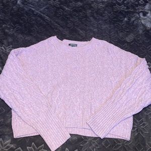 light purple/pink cropped long sleeve sweater